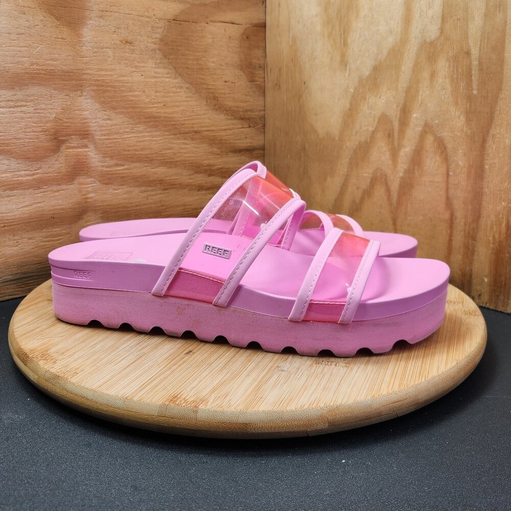 Reef Vista Hi Energy Women Pink Platform Slide Sandals Size 10
